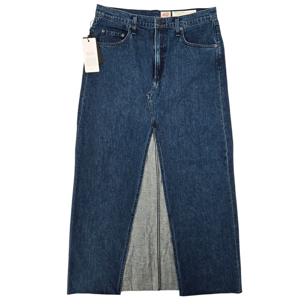 rag & bone Blue Denim Maxi Skirt with Front Slit - Picture 2 of 13